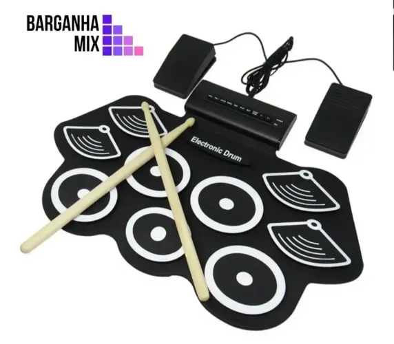 Bateria Eletrônica Roll Up Portátil 6 Drums 5 Metal C Pedal