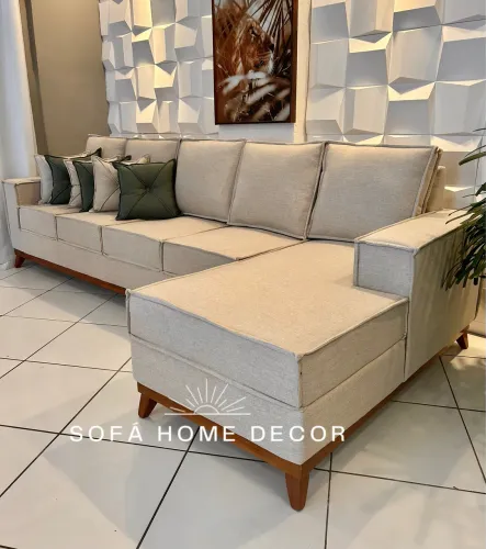 SOFÁ CHAISE EM LINHO SCOTT