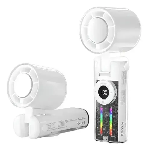 Mini Ventilador De Mão Portátil Silencioso 2 Em 1 4000mah Cor Preto