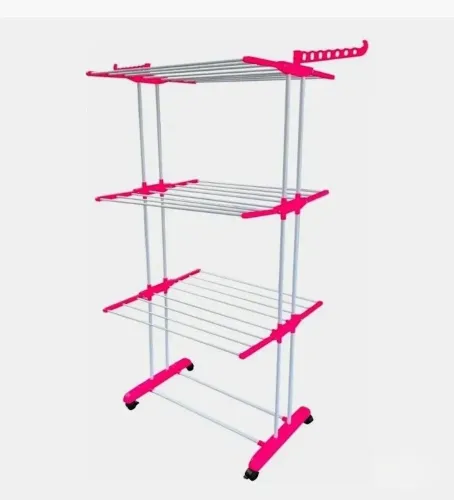 Varal de chão dobrável cor rosa chiclete