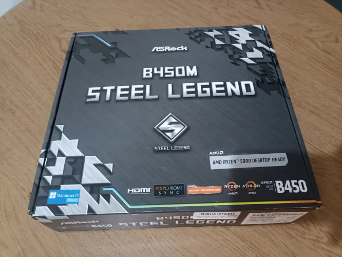 Placa-Mãe ASRock Steel Legend B450M usada, completa na caixa original