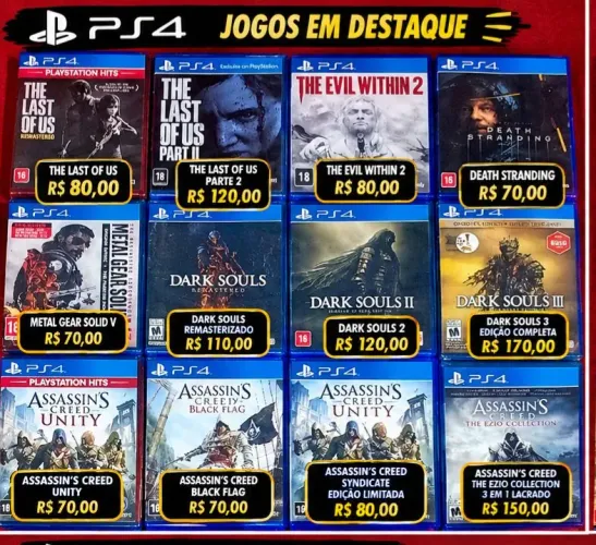 Jogos Playstation 4 Originais Novos e semi novos Apartir de 60,00. Aceito cartão