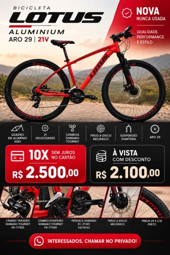 Bicicleta Lotus Aro 29 Alumínio Shimano 21V