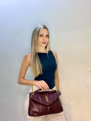 Bolsa Tiracolo Loulou Puffer Estilo Saint Laurent Tamanho Médio