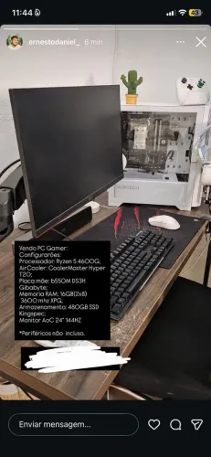Computador Desktop Gamer + Monitor Aoc 24 144hz