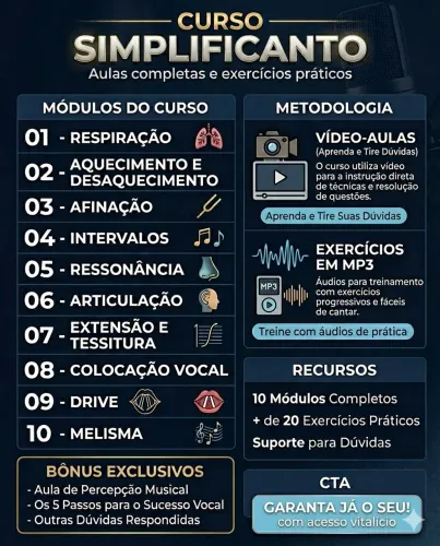 Curso completo de técnica vocal online acesso vitalício