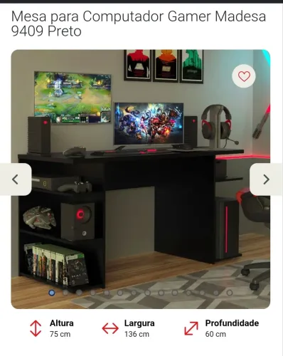 Mesa Gamer Madesa 9409 - nova na caixa - R$ 180