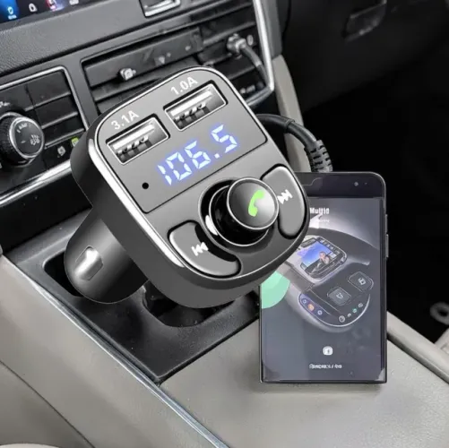 Transmissor Bluetooth para Carro com Carregamento USB