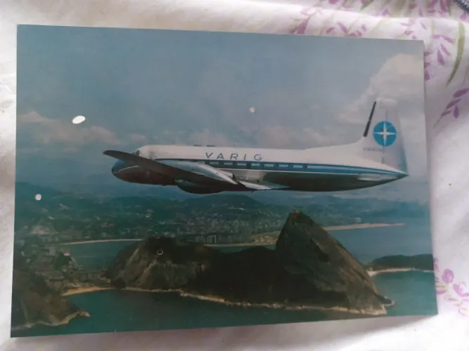 Cartão Postal Antigo VARIG AVRO com Selo e Carimbo 1º Dia de Circulação 1968