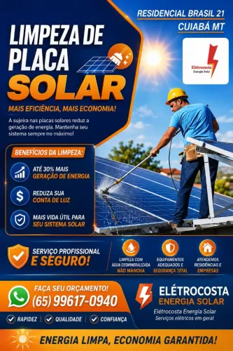 Limpeza de placa solar Residêncial Brasil 21 Cuiabá MT
