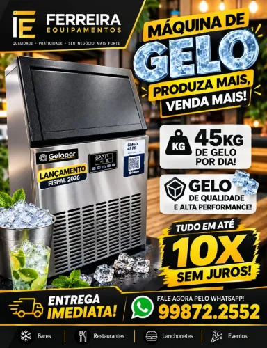Maquina de gelo gelopar nova 45 kg por dia em 10 x sem juros