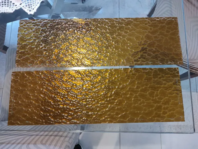 2 peças de vidro ondulado âmbar 