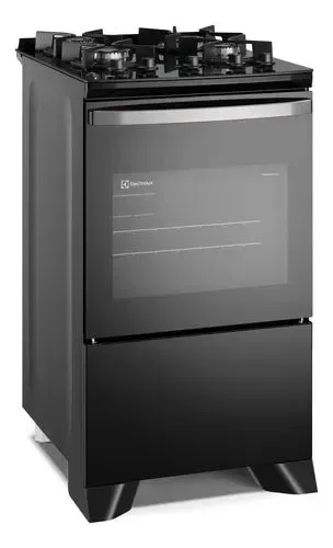 Fogão Electrolux 4 Bocas Preto Mesa de Vidro Tripla Chama com Forno