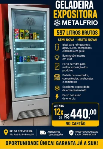 Geladeira expositora Metalfrio 597 litros  p refrigerante água suco  watS * 