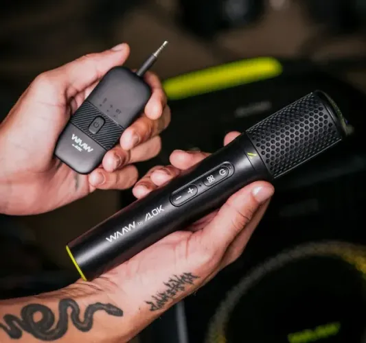 Microfone Wireless Bivolt Waaw Vocal 100 Pro Recarregável 12 horas de bateria