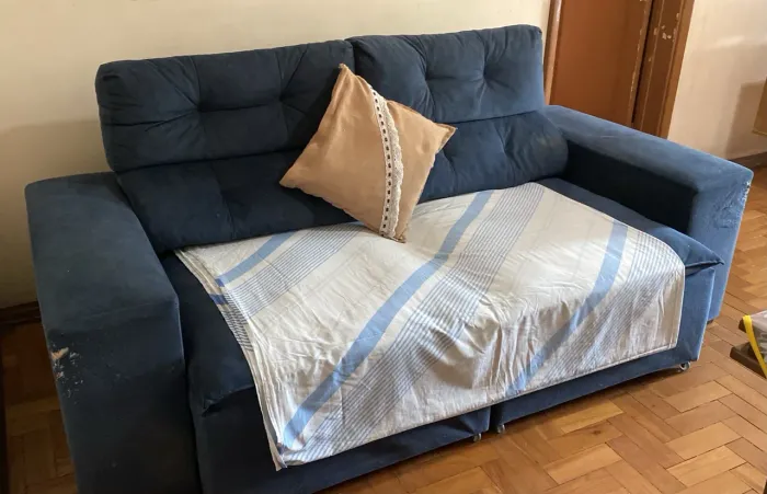 Sofá Retrátil e Reclinável 2 Lugares Azul