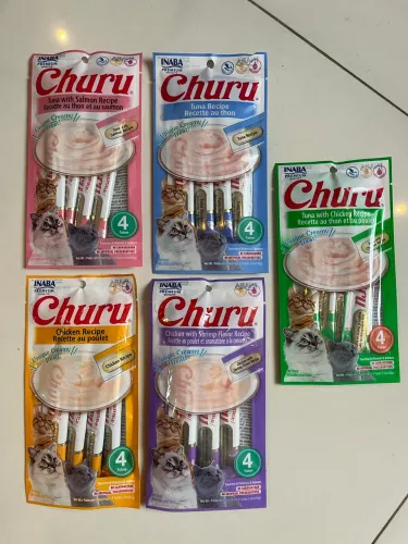 Churu Petisco para Gatos 5 Pacotes com 4 Tubos Sabores Variados
