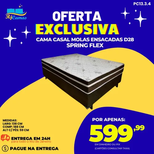 Base simples + colchão casal spring flex molas / pague na entrega / entregamos em. 24h