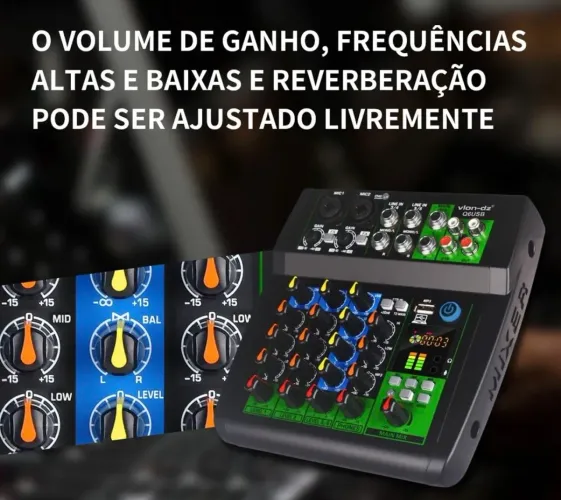 Mesa de som 6 canais com efeitos  bateria  de lítio e Bluetooth. 