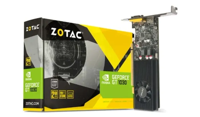 Placa de vídeo - NVIDIA GeForce GT 1030 (2GB / PCI-E) - Zotac Low Profile - ZT-P10300A-10L