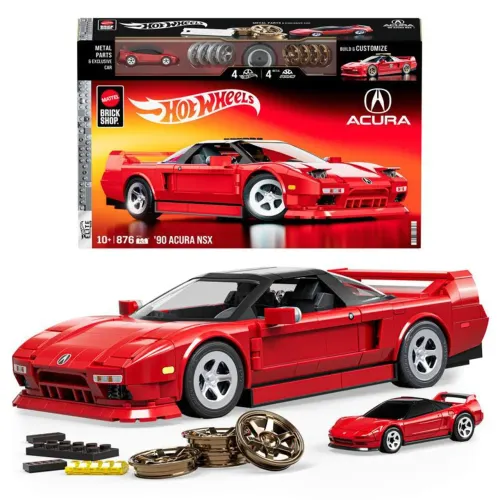 Mattel Brick Shop Hot Wheels Jogo de Construção Elite '90 Acura NSX 10 anos 876 peças