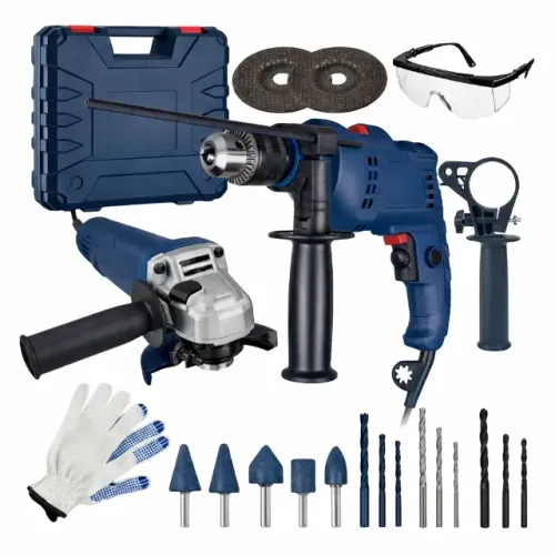 Kit Furadeira Parafusadeira 900w E Lixadeira Esmerilhadeira 900w Com 25 Peças E Maleta