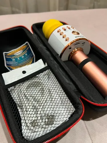 Microfone de Karaoke Rosa com Branco Semi Novo