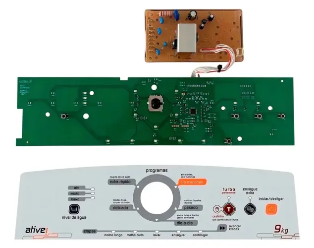 Kit Completo Placa Maquina Emicol para Brastemp Ative 9kg Bwl09b Bwb09 bivolt