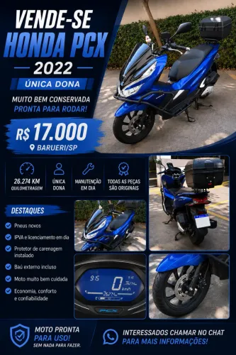 HONDA PCX 2022 - ÚNICA DONA - PRONTA PARA RODAR