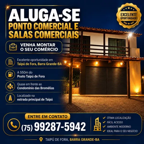 Aluga-se lojas comerciais em Taipú de Fora