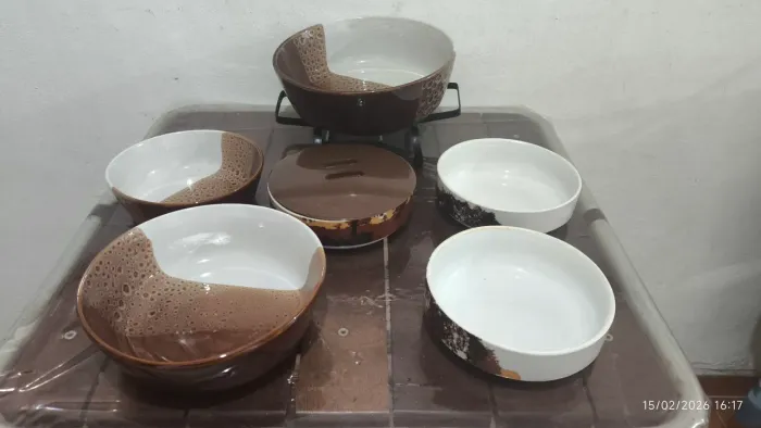Conjunto de Fondue em porcelana Veracruz- 8 Peças
