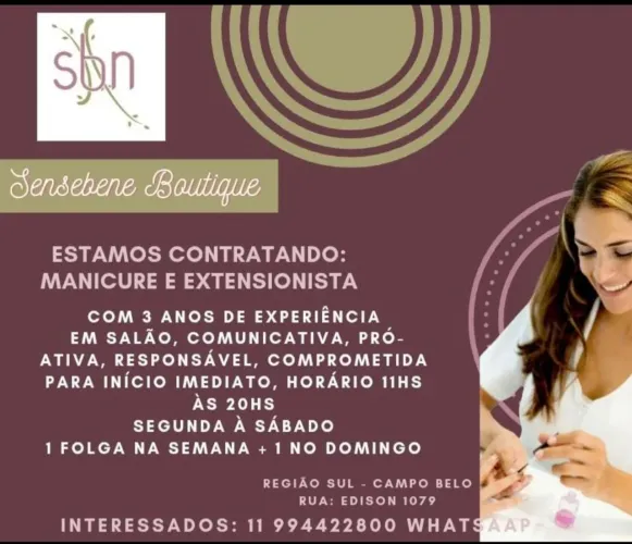 Estamos contratando Manicure e Extensionistas