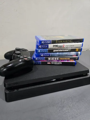 PS4 Slim 1TB + Controle + 7 Jogos (Troco por Switch OLED)
