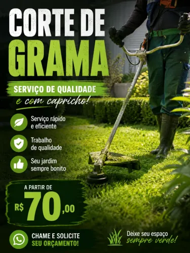 Corta se grama serviço com capricho
