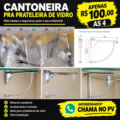 Cantoneira pra prateleira de vidro