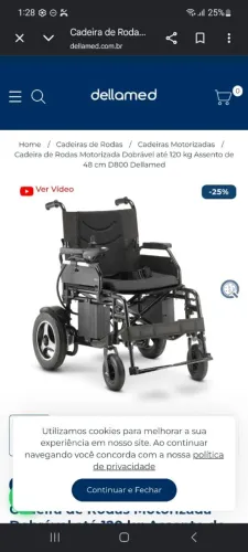 Cadeira de rodas motorizada, até 120 quilos 