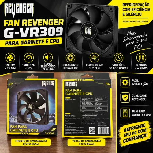 Fan Cooler Revenger G-VR309 120mm 1500 RPM para PC