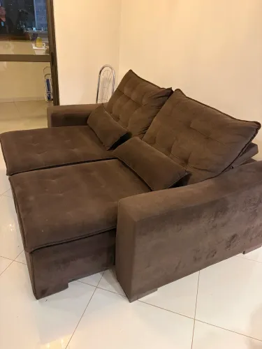 Sofá Retrátil e Reclinável 2 Lugares 2,05m Marrom - Excelente Estado
