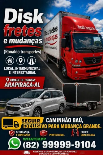 Frete e mudança em Arapiraca e para outras cidades e Estados 