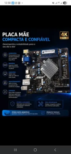MSI J1800I Mini-ITX + 4GB DDR3 | HDMI/VGA | Funcionando