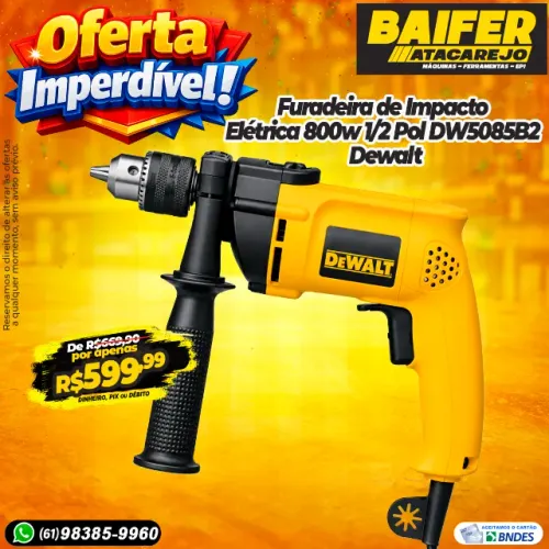 Furadeira de Impacto Elétrica 800w 1/2 Pol DW5085B2 Dewalt