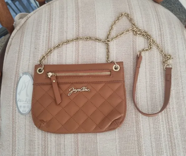 Bolsa Transversal Jorge Alex Original Matelassê Caramelo com Corrente - Nova (Modelo Raro)