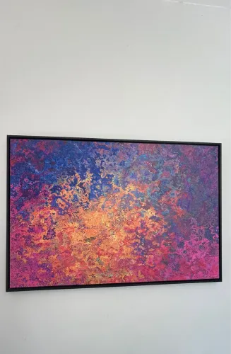 Quadro Tela Abstrata com moldura madeira