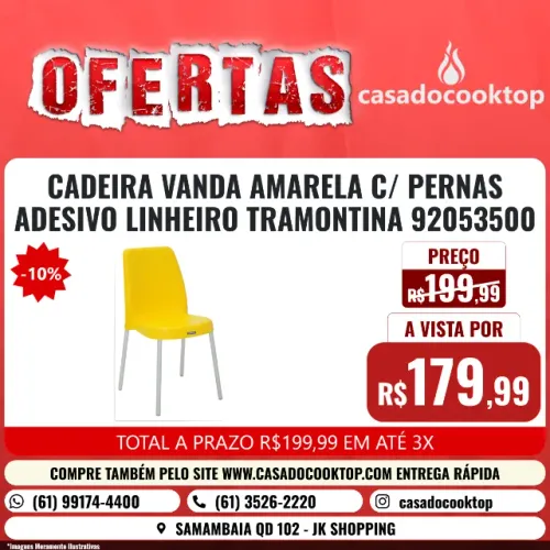 CADEIRA VANDA AMARELA C/ PERNAS ADESIVO LINHEIRO TRAMONTINA *