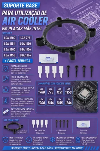 Suporte Base Para Utilização de Air Cooler em Placas Mãe Intel Socket Lga 1700 & Outras