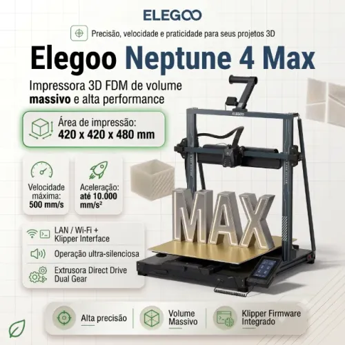 Impressora 3D Elegoo Neptune 4 Max Mesa Grande 420mm
