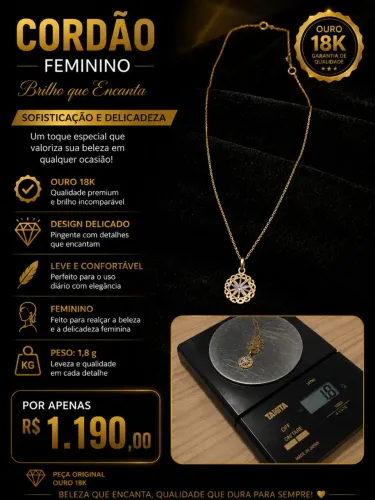 Cordão em ouro! Ouro 18k.