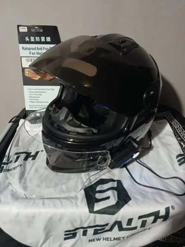 Capacete Pro Tork Stealth Preto Tam.58 + Intercomunicador Bluetooth (Kit Completo)