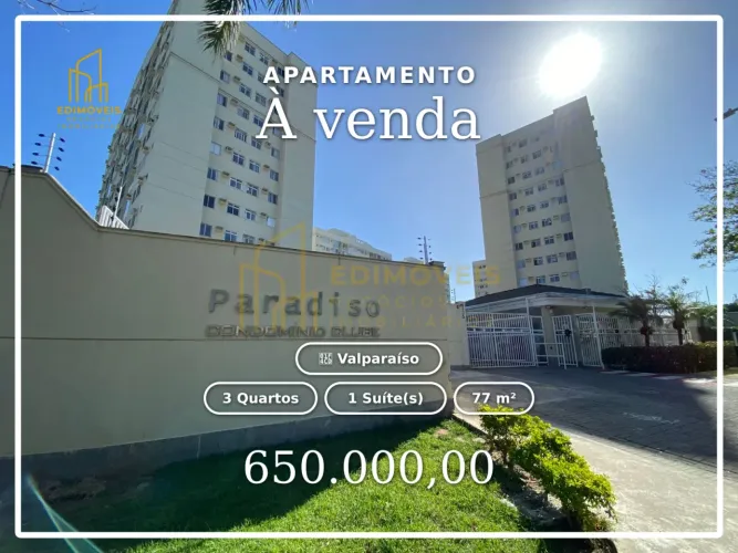 Apartamento à Venda 3 quartos com suíte, Condomínio Paradiso Club, Valparaíso Serra/ES