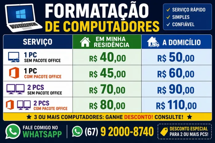 Formatação de PCs ou Notebooks